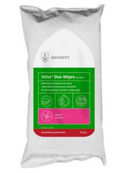 Medisept Velox Duo Toallitas para la desinfección de manos y superficies Tea Tonic 50 uds