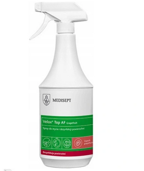 Medisept Velox Top AF Spray para la limpieza y desinfección de superficies con pulverizador Pomelo 1L